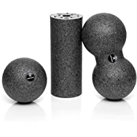 BODYMATE Set con Rodillo miofascial Mini 15 cm Largo x 6 cm diámetro- Bola 8 cm diámetro y Bola Doble 8 cm diámetro